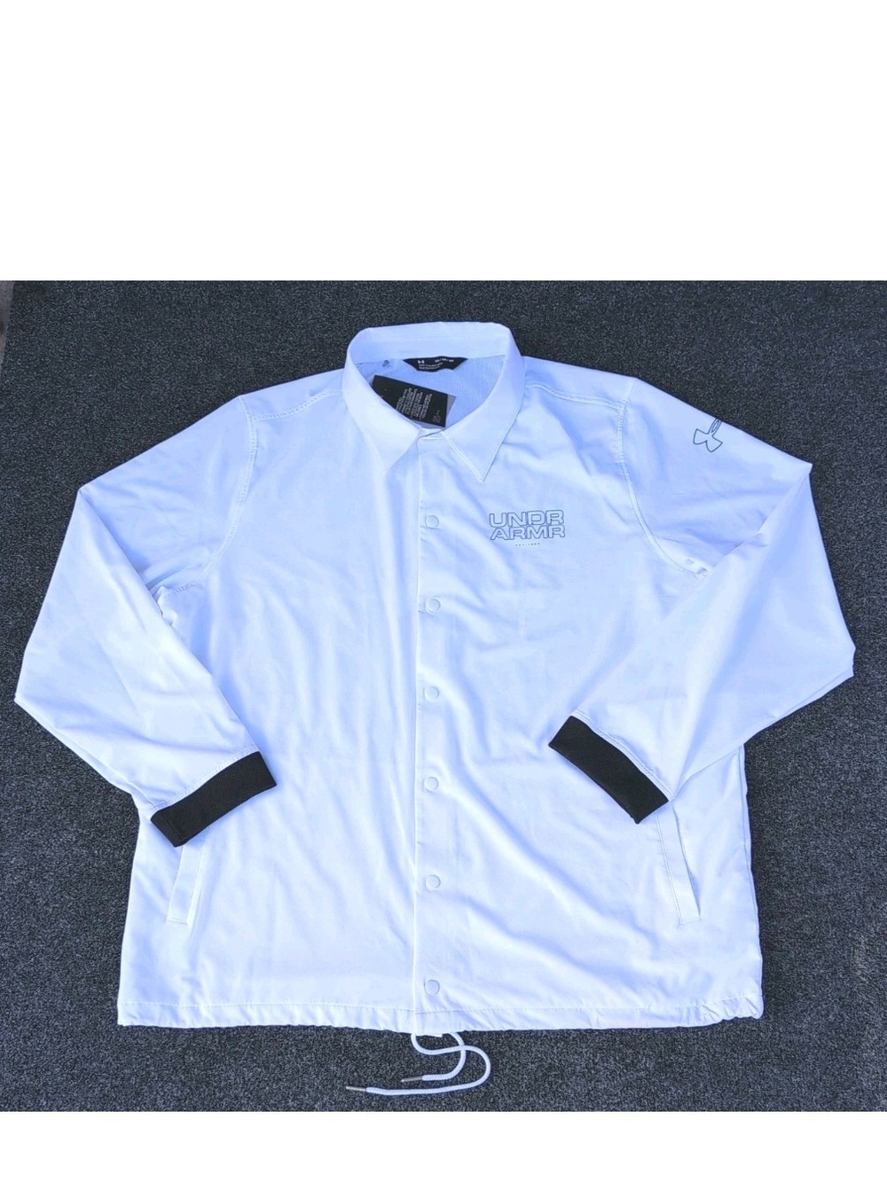 Under Armour Jacket Mens XXXL White Baseline Coaches Long Sleeves Windbreaker UA